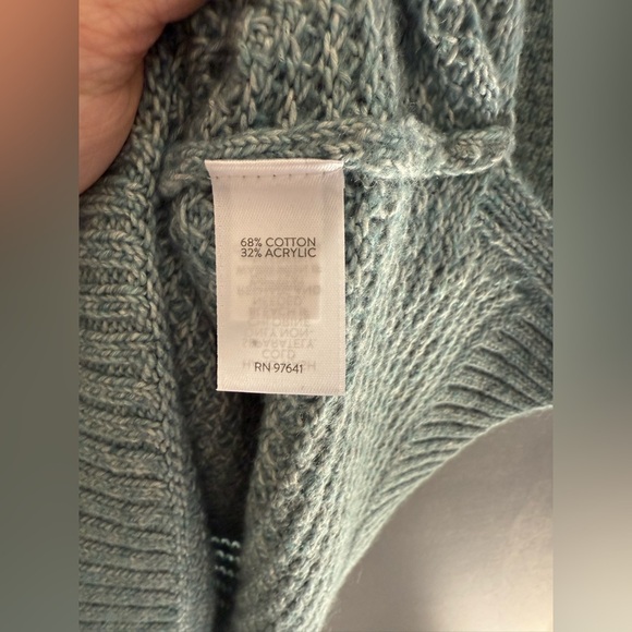 J Jill Womens Blue Cable Knit Sweater Vest SZ SM V Neck Slit Hem Layering Preppy - Picture 4 of 8